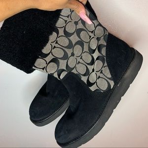 Fur coach boots